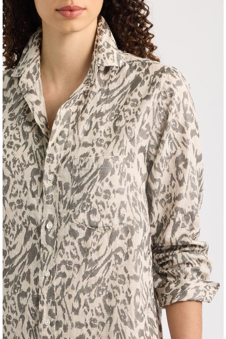 Rory Linen Maxi Shirtdress, Alternate, color, GLITTER ANIMAL PRINT