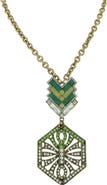 OLIVIA WELLES Rhinestone Geometric Pendant Statement Necklace