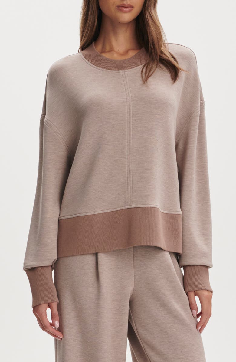 Varley Philippe Crop Sweatshirt, Main, color, Taupe Marl / Ginger Snap