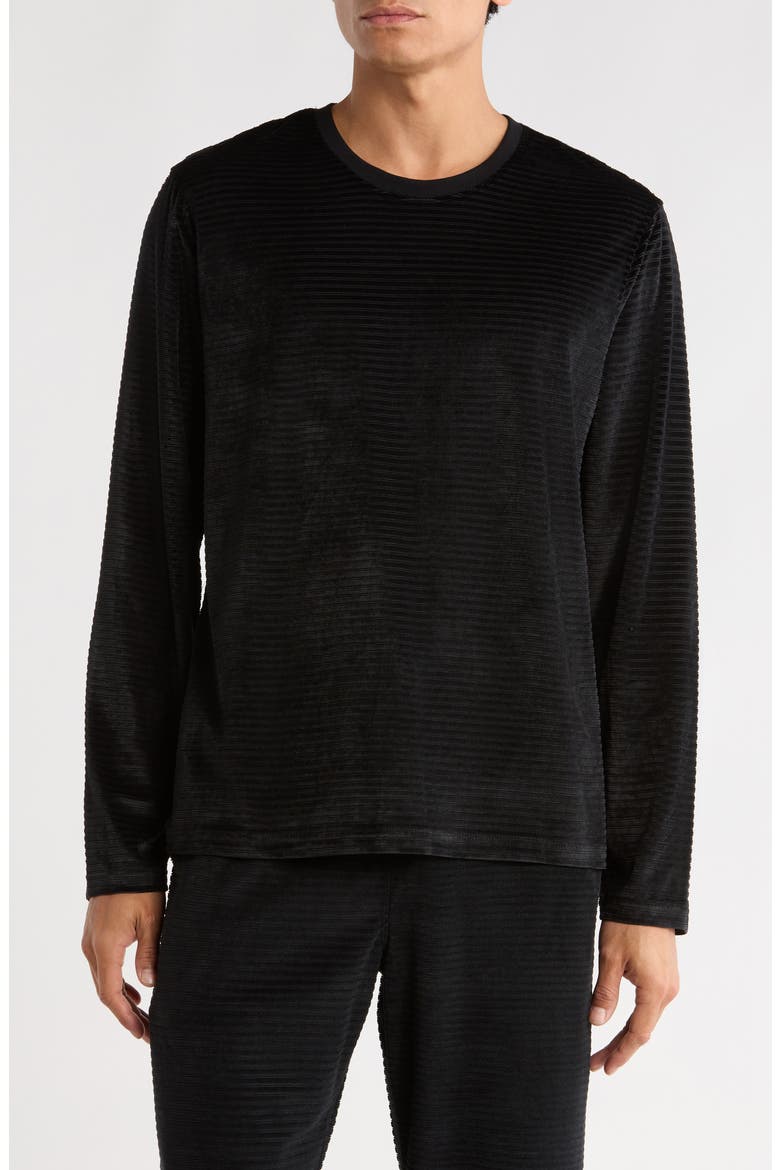 Textured Crewneck Sweatshirt, Main, color, BLACK