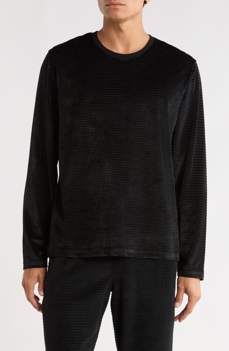 Daniel Buchler Textured Crewneck Sweatshirt, Main, color, Black