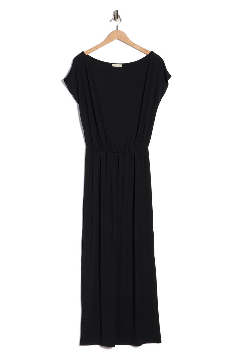 Lovestitch Cap Sleeve Slit Maxi Dress, Alternate, color, Black