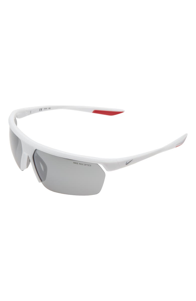 Nike Gale Force 71mm Sunglasses, Alternate, color, White/ Silver Flash