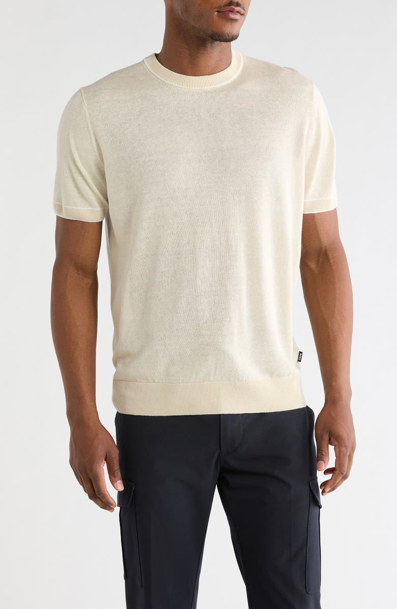 BOSS Jiovanni Linen Blend T-Shirt, Main, color, Off White
