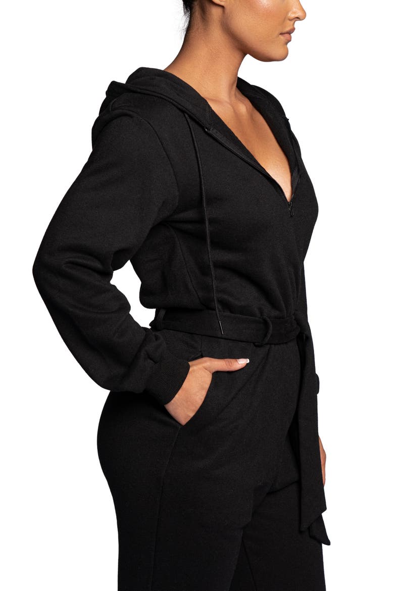 Crop Fleece Hoodie, Alternate, color, BLACK