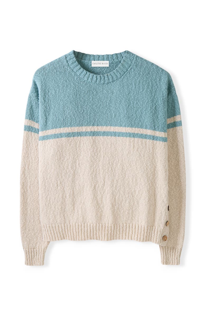 Celtic & Co. Slub Yarn Colourblock Sweater, Alternate, color, Skylight / Oatmeal