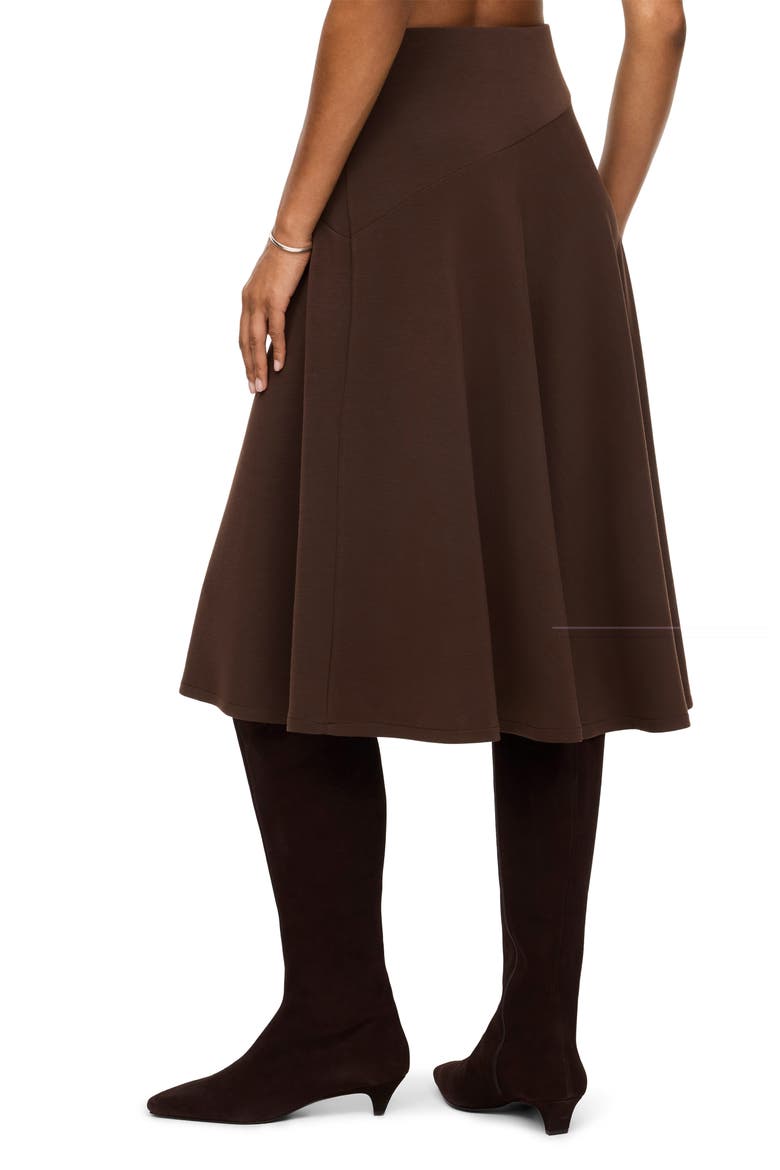 Draped High Waist Midi Skirt, Alternate, color, UMBER ROOT