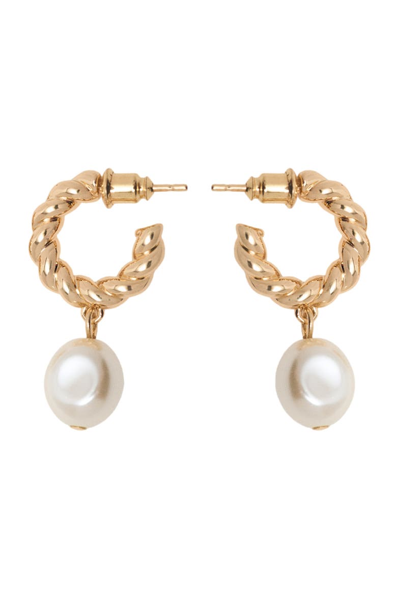 Twisted bead hoop earrings, Main, color, Gold
