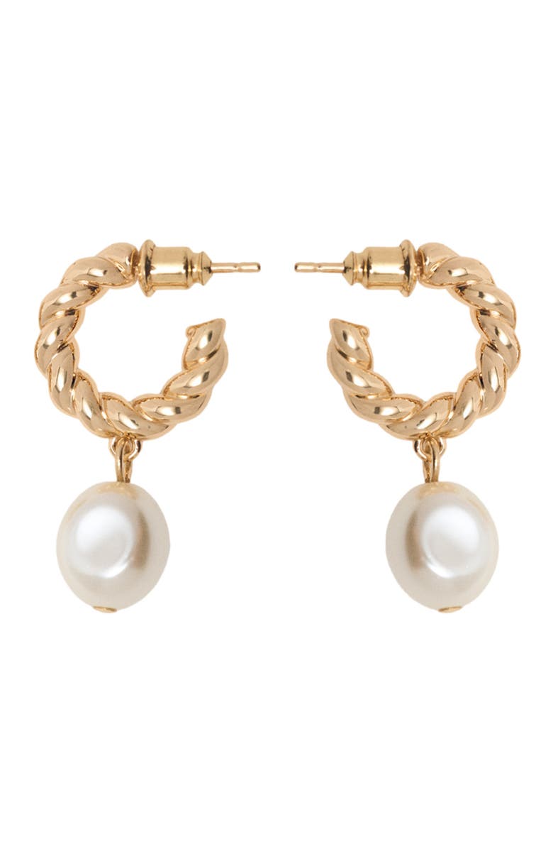 maje Twisted bead hoop earrings, Main, color, Gold