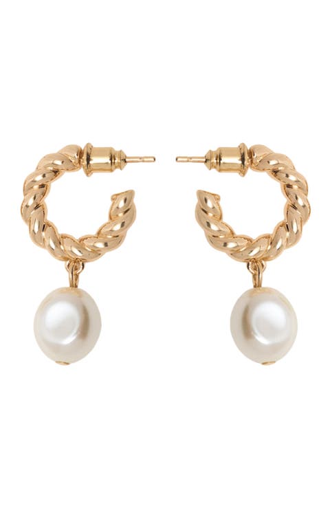 Twisted bead hoop earrings