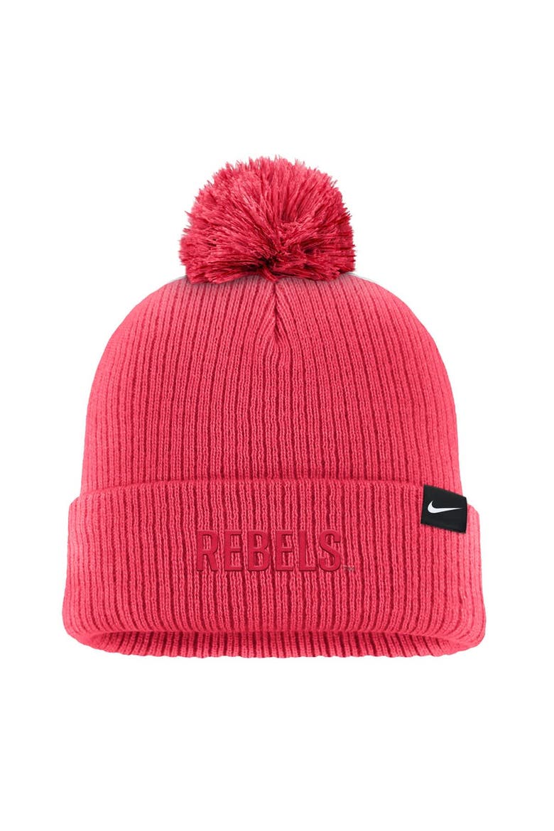 Men's Nike Scarlet UNLV Rebels Tonal Peak Cuffed Knit Hat with Pom, Alternate, color, Scarlet