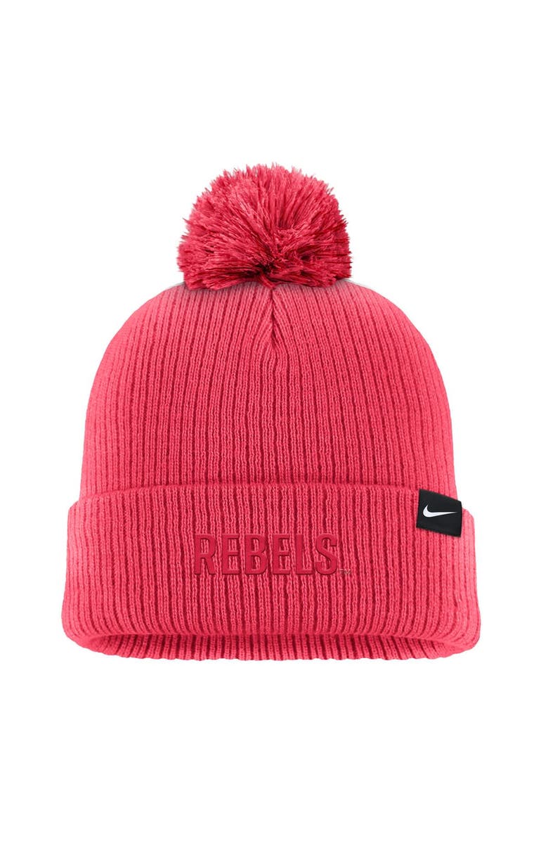 Nike Men's Nike Scarlet UNLV Rebels Tonal Peak Cuffed Knit Hat with Pom, Alternate, color, Scarlet