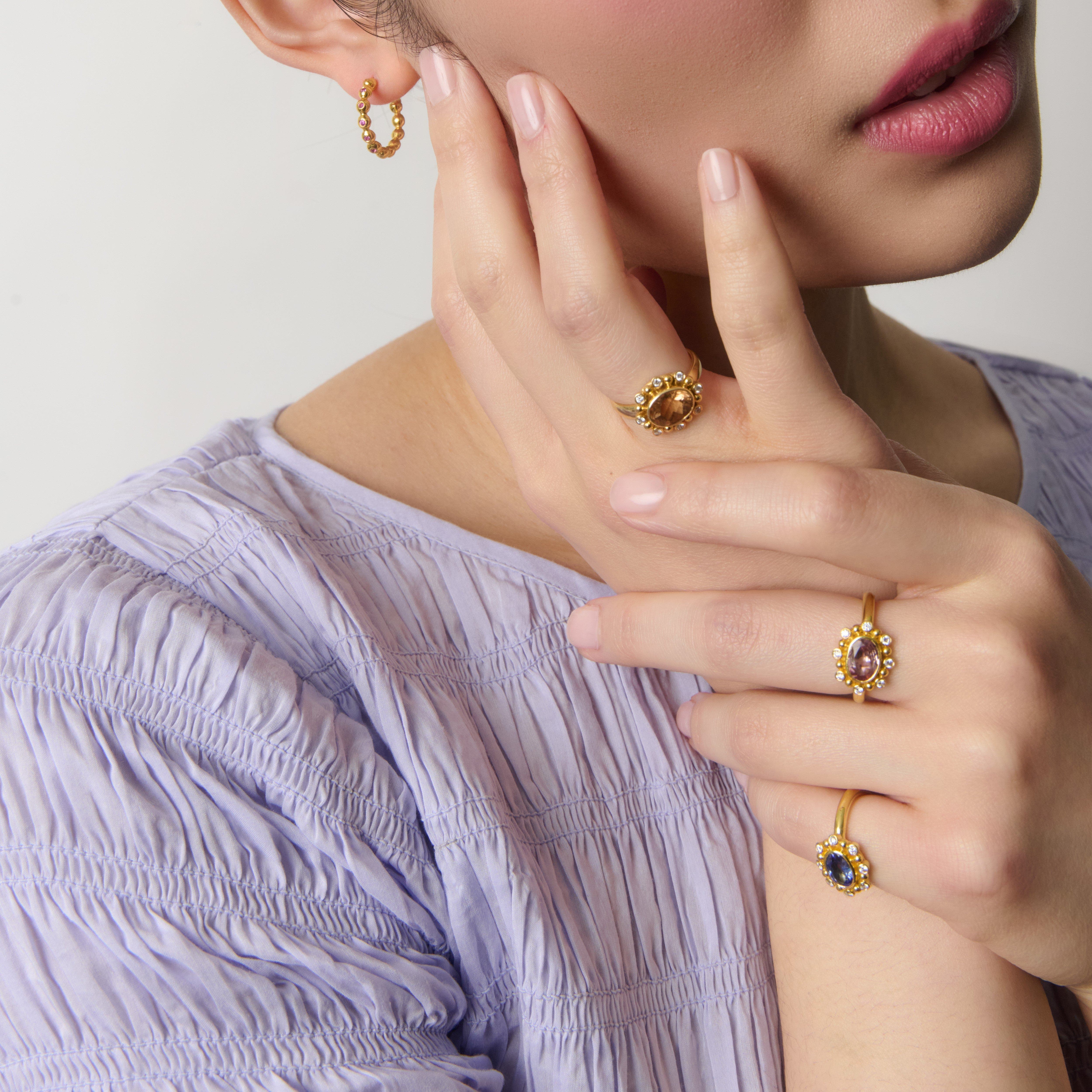 Christina Alexiou Demetra Pink Sapphire Hoop Earrings (Women) | Nordstrom
