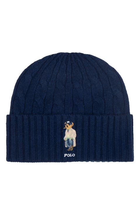 Cable Knit Polo Bear Beanie