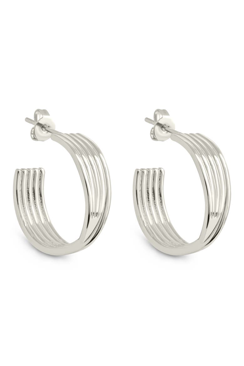 Katya Textured Hoop Earrings, Main, color, SILVER