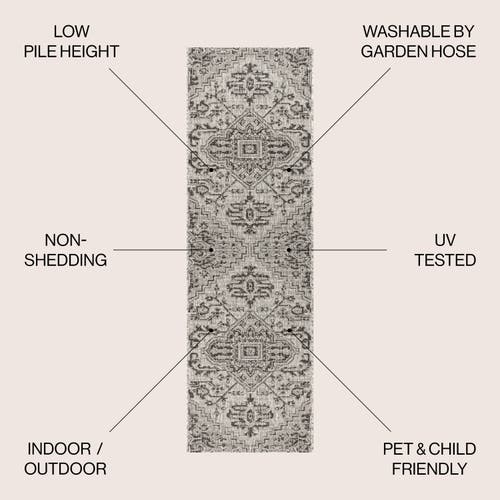 Jonathan Y Estrella Bohemian Medallion Textured Weave Indoor/outdoor Area Rug In Black/gray