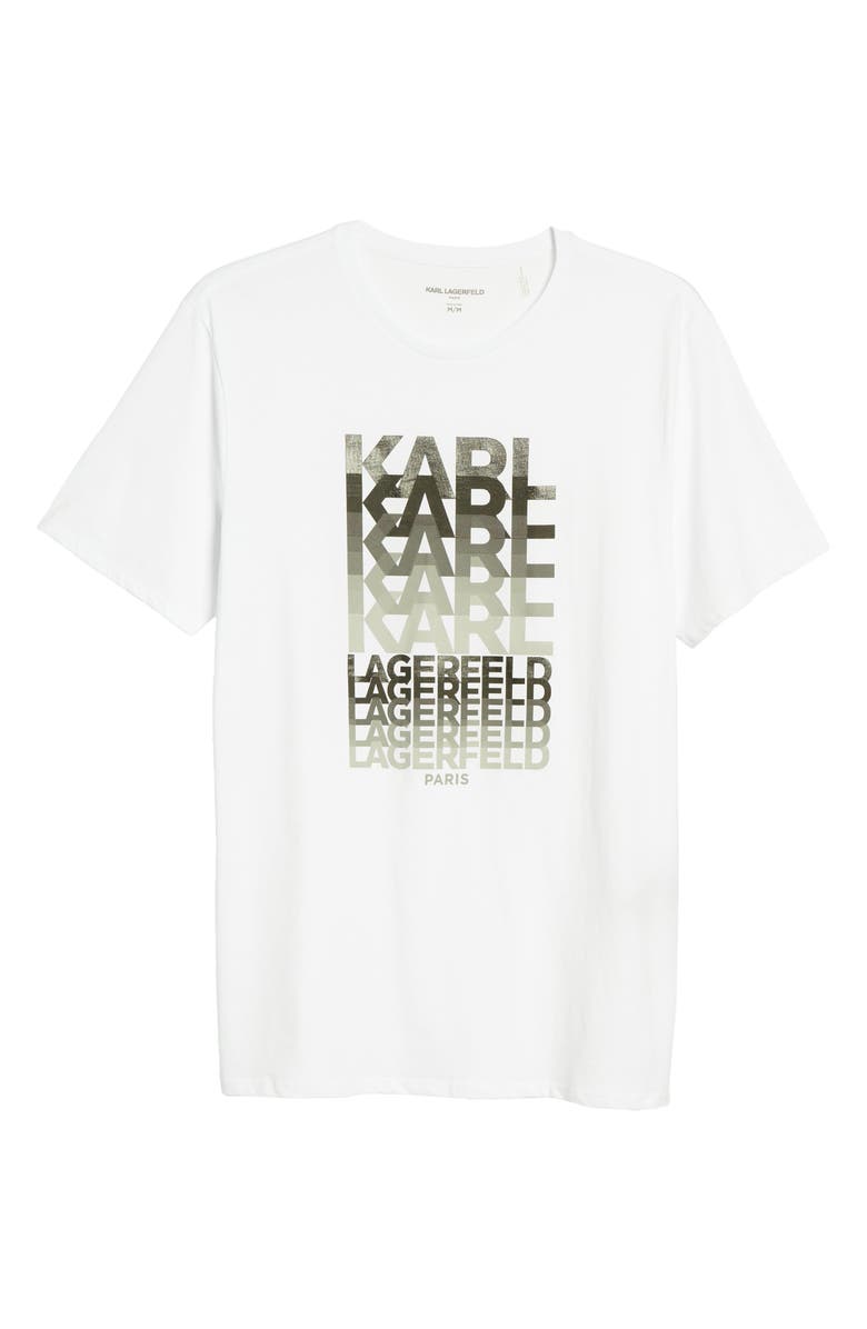 KARL LAGERFELD PARIS Flocked Stacked Logo Cotton Tee, Alternate, color, 
