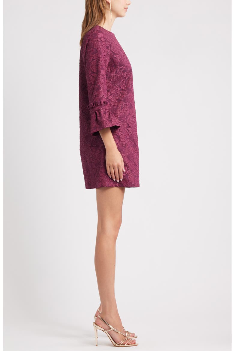 Floral Jacquard Shift Minidress, Alternate, color, BURGUNDY FIG