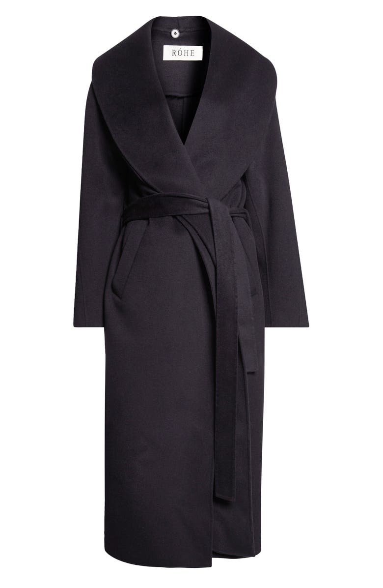 Róhe Double Face Wool & Cashmere Wrap Coat, Main, color, Navy
