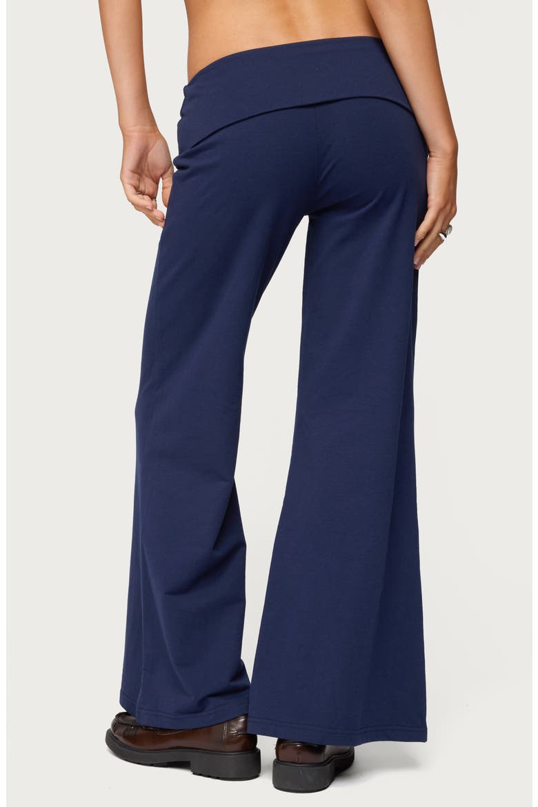 Wide Leg Foldover Pants, Alternate, color, NAVY