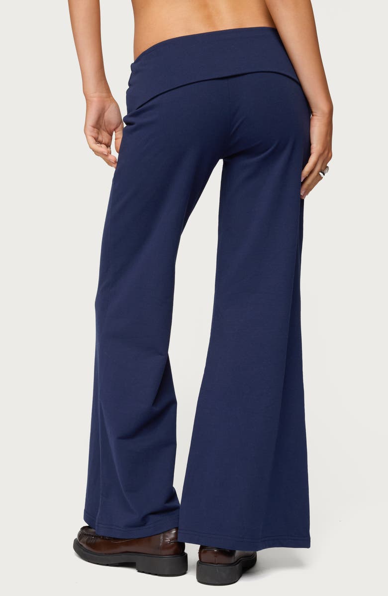 EDIKTED Wide Leg Foldover Pants, Alternate, color, Navy