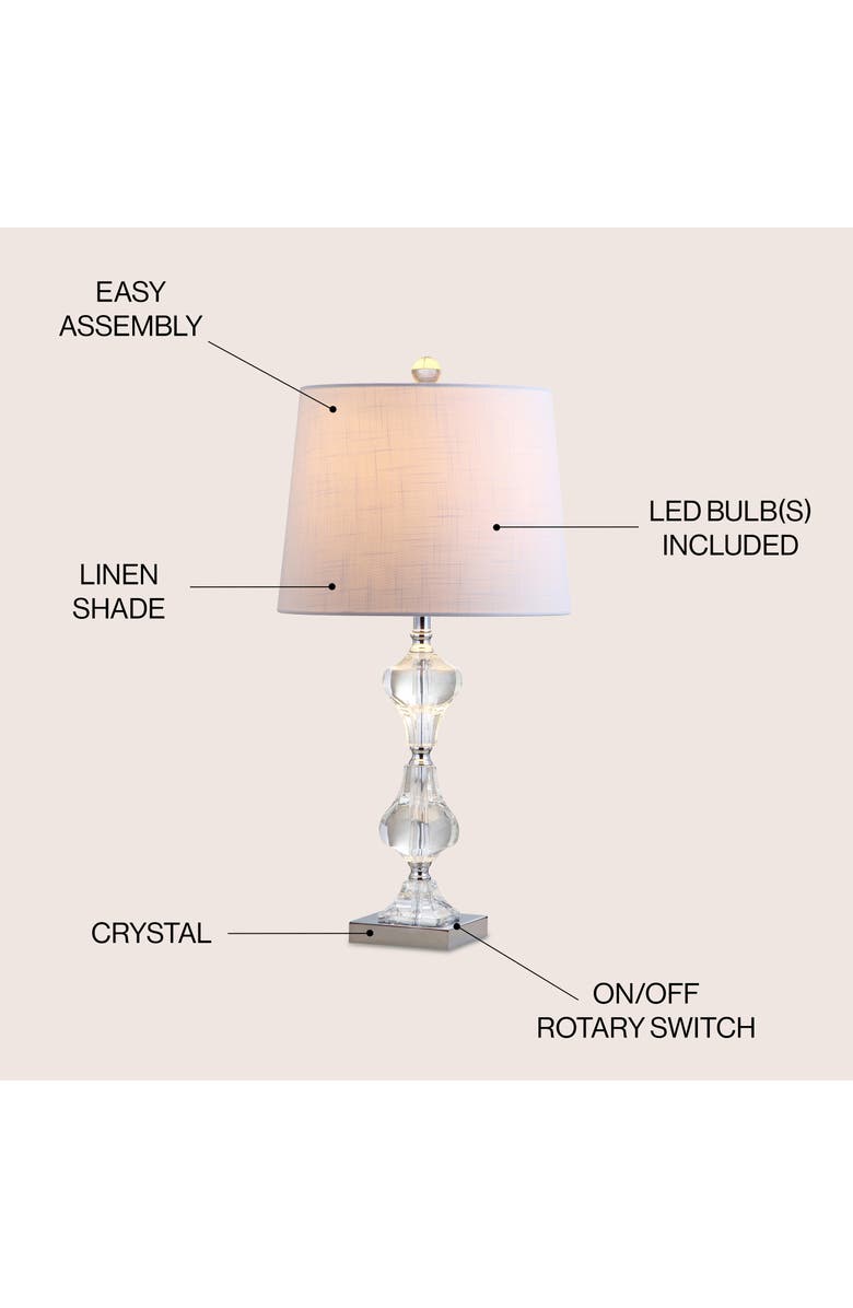 JONATHAN Y Chloe Crystal LED Table Lamp, Alternate, color, Clear