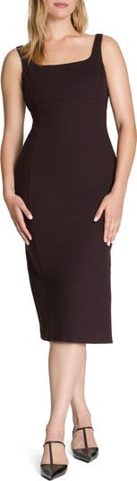 green emerald velvet dress SPANX® Black Ponte Sleeveless Midi Dress