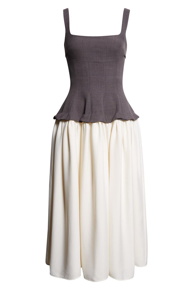 Mixed Media Corset Dress, Alternate, color, MELANGE GREY / CREAM