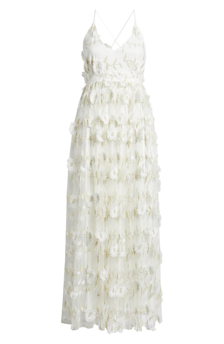 Chelsea28 3-D Metallic Floral Gown, Alternate, color, Ivory