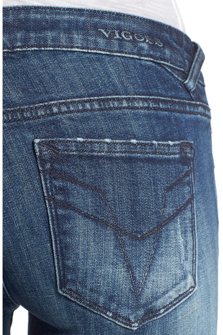 Distressed Skinny Jeans, Alternate, color, DARK WASH