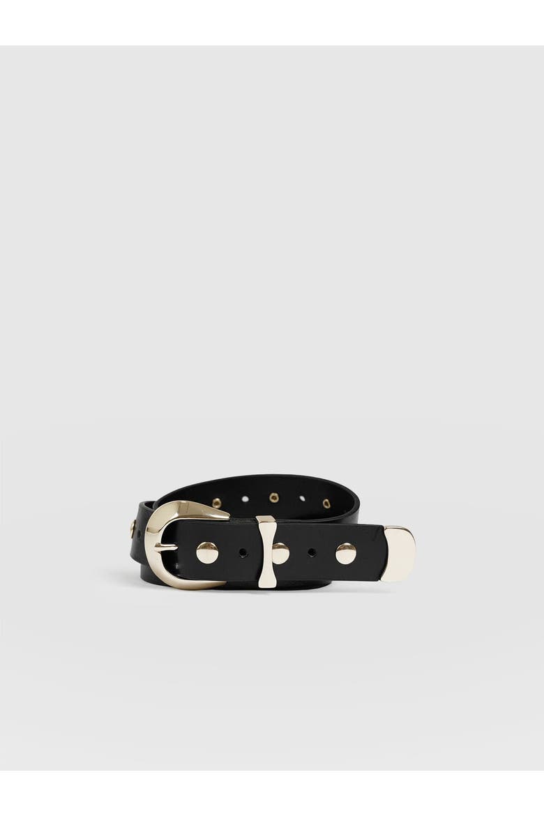 Roxie Studded Belt, Main, color, Black/Gold