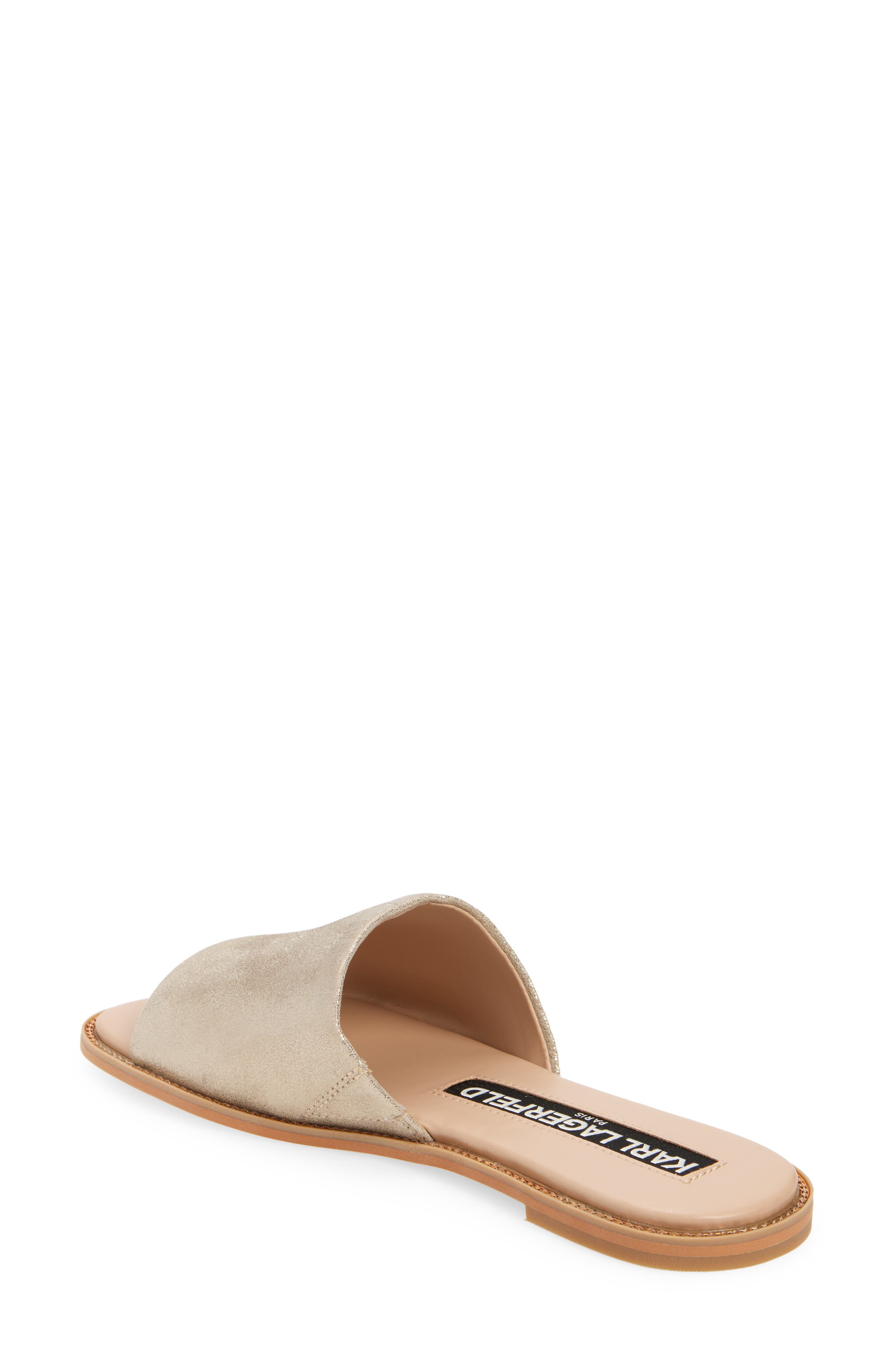 KARL LAGERFELD PARIS Gloria Flat Slide Sandal, Alternate, color, Champagne
