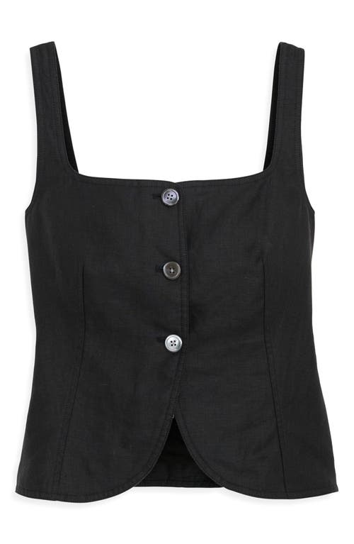 Alex Mill Luna Crop Linen Tank In Black