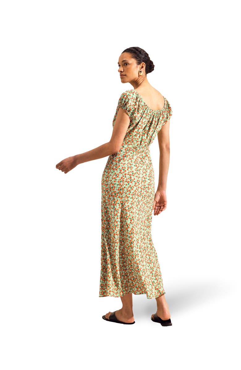 Ro&Zo Gathered Neckline Midi Dress, Alternate, color, Green