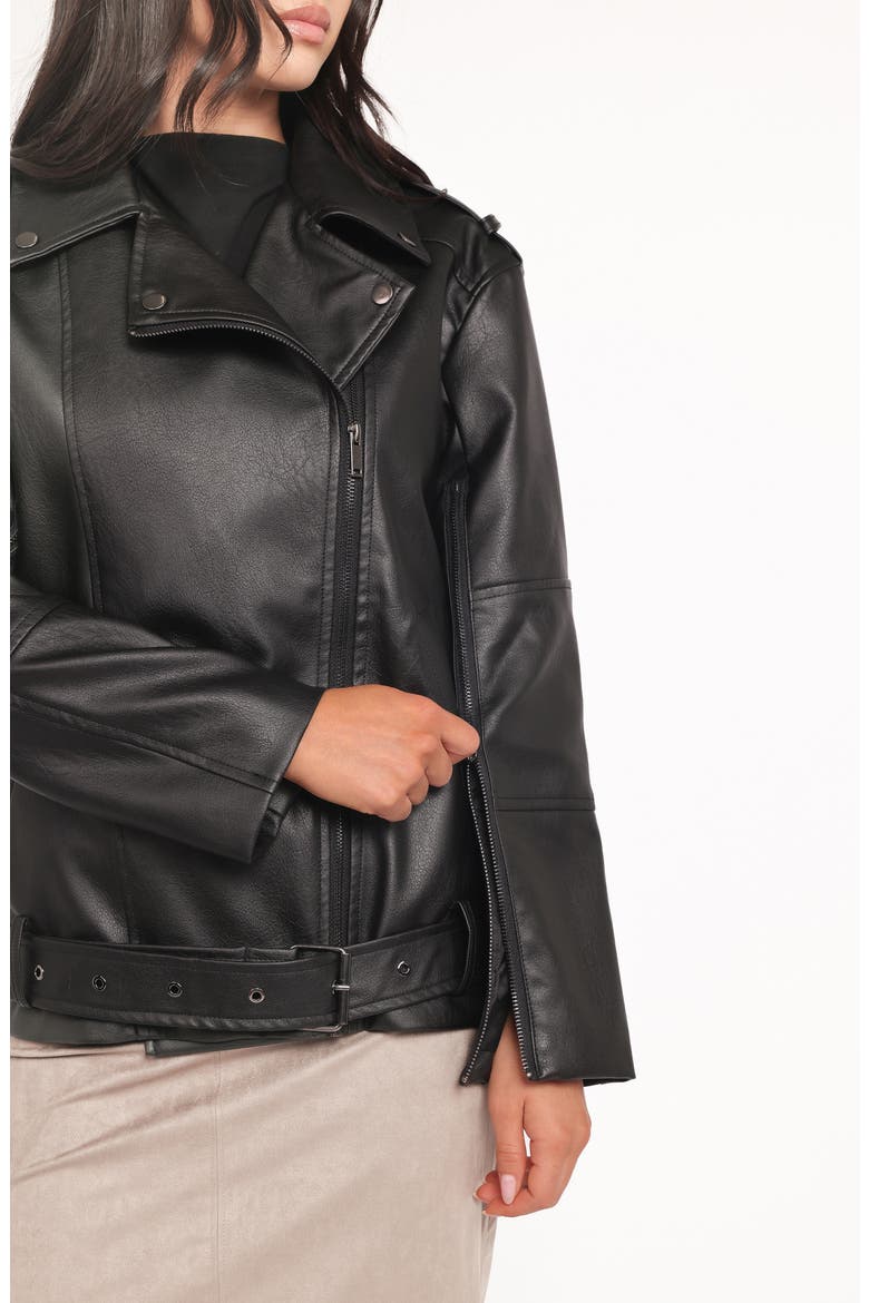 Parsons Oversize Faux Leather Jacket, Alternate, color, BLACK