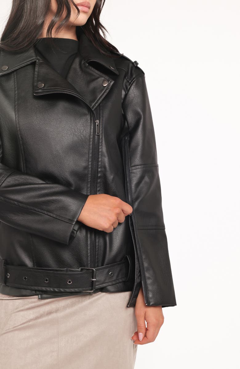 Petal & Pup Parsons Oversize Faux Leather Jacket, Alternate, color, Black