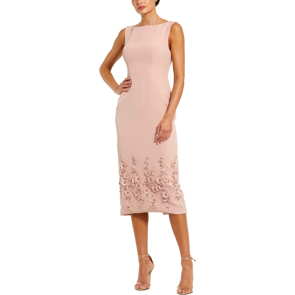 Mac Duggal Petite Crepe Sleeveless Midi Dress With Flower Beading in Vintage Lilac at Nordstrom, Size 4