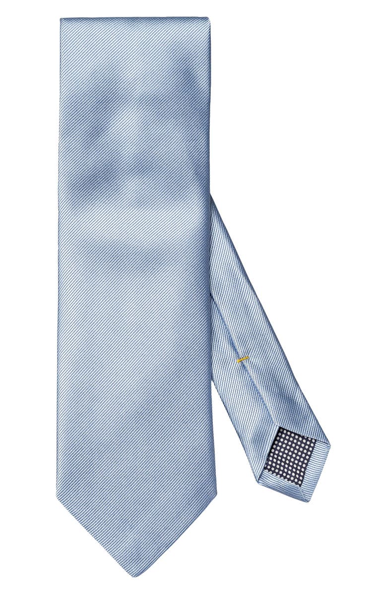 Eton Light Blue Solid Silk Twill Tie, Main, color, Light Blue