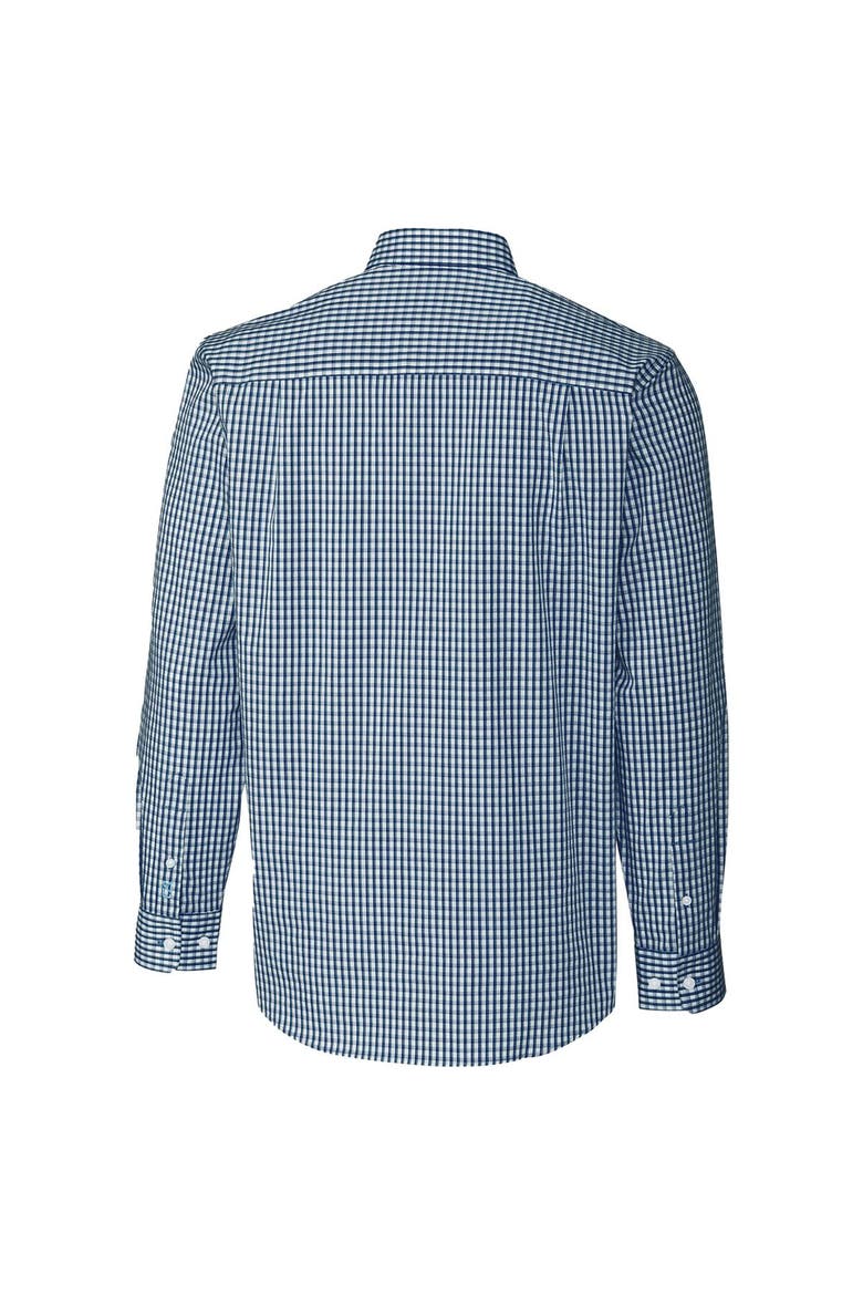 Men's Cutter & Buck Navy Michigan Wolverines Easy Care Stretch Gingham Long Sleeve Button-Down Shirt, Alternate, color, Navy