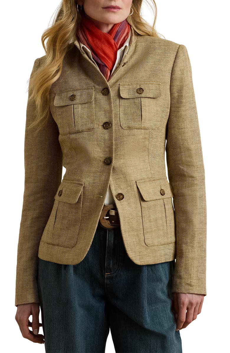 Lauren Ralph Lauren Herringbone Tweed Linen Jacket, Main, color,