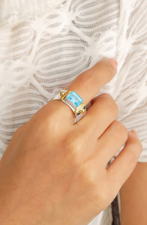 Ys Gems Baguette Cut Gemstone Ring In Blue
