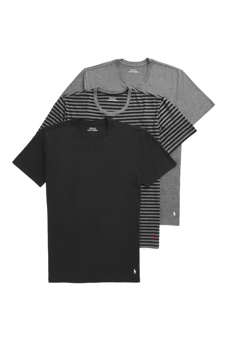 Assorted 3-Pack Stretch Cotton & Modal Undershirts, Alternate, color, BLACK/ PLAID/ GREY