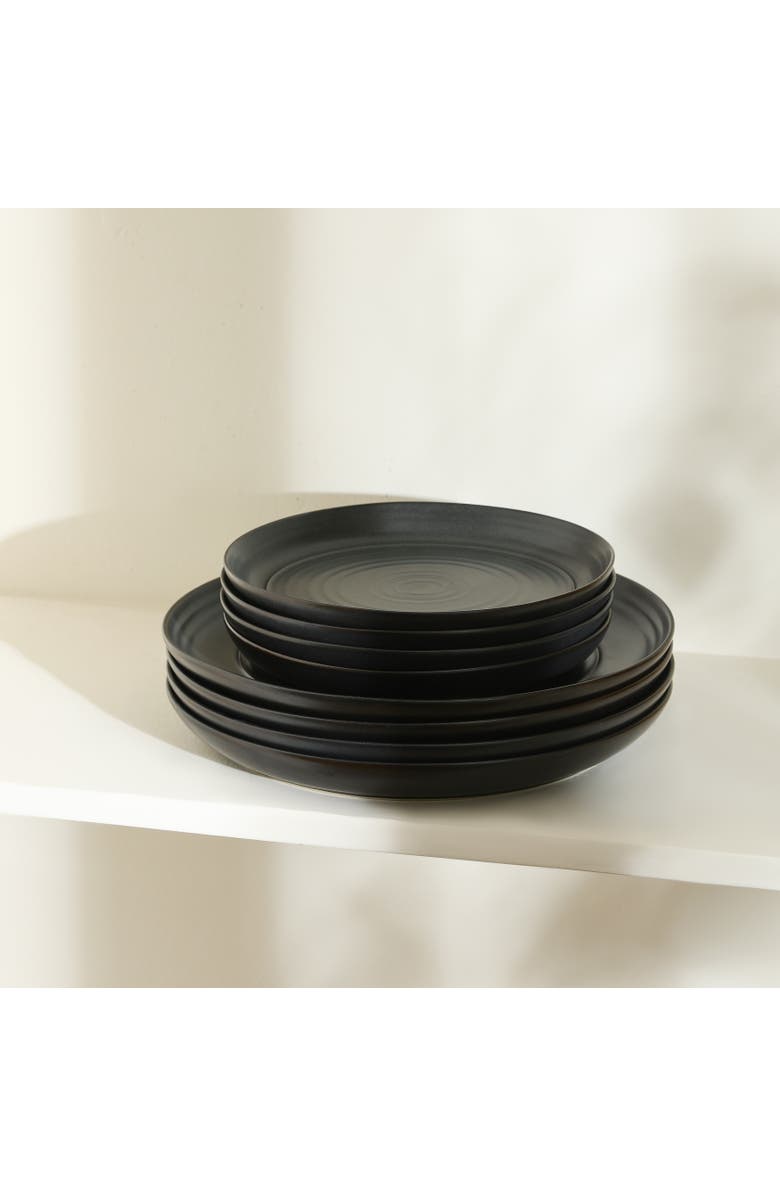Stone Lain Elio Stoneware 4-Piece Dinner Plate Set, Alternate, color, Black