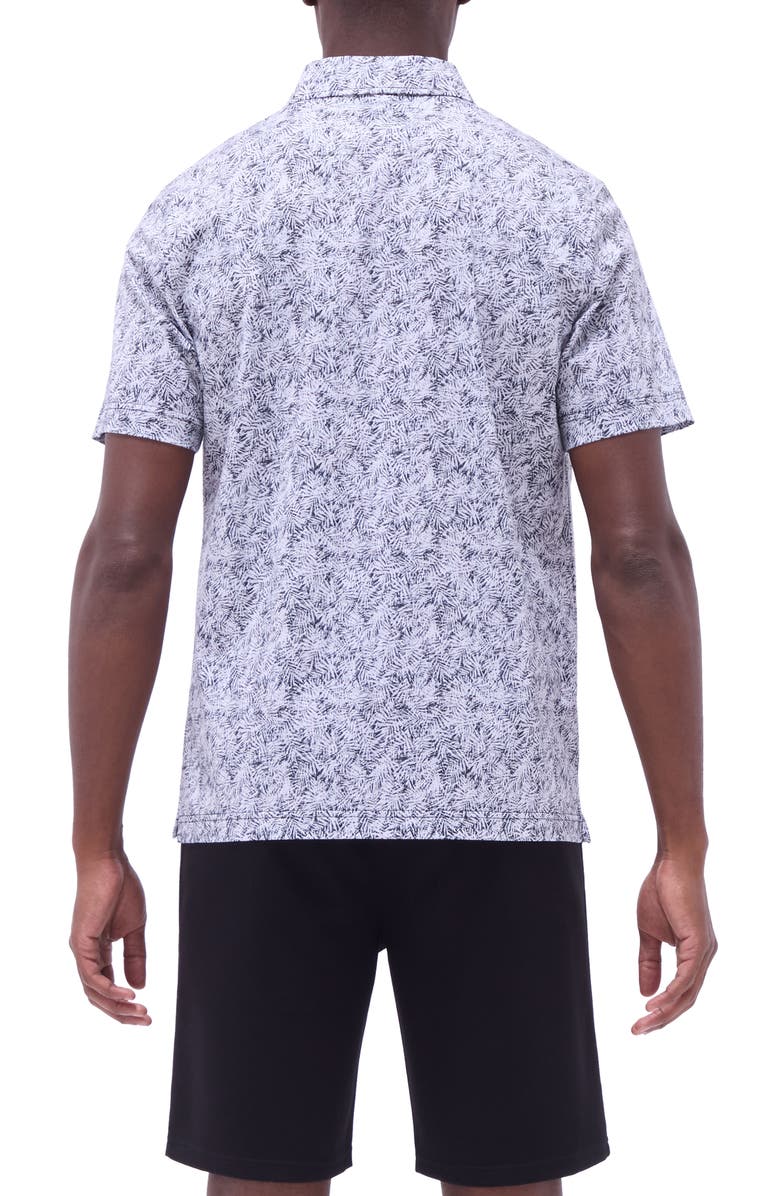 Bugatchi Victor OoohCotton<sup>®</sup> Leaf Print Polo, Alternate, color, Black