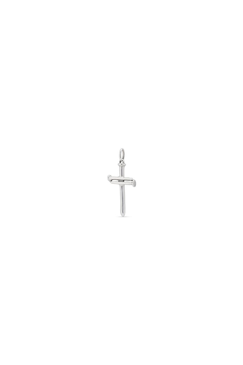 Sterling Silver-Plated Large Sized Cross Charm, Alternate, color, Silver