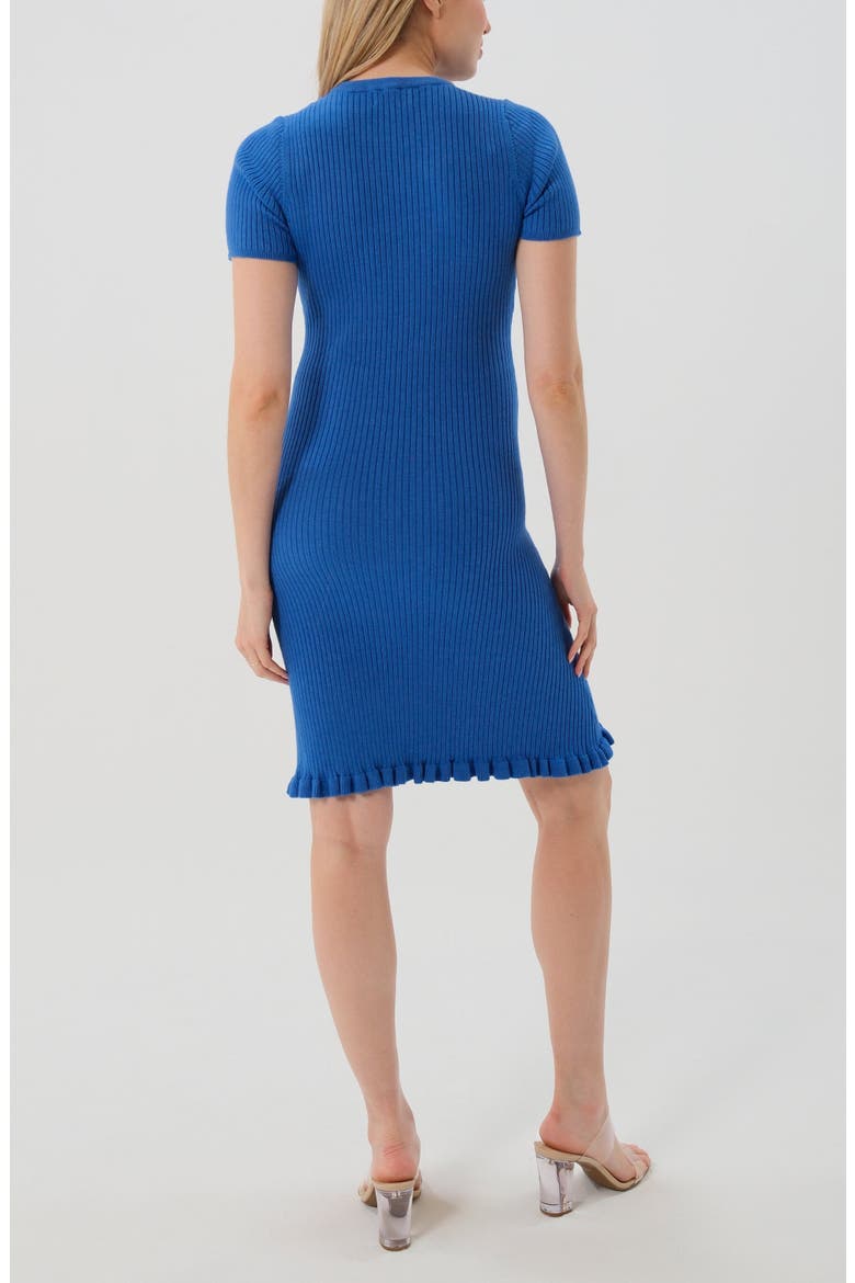 Women's Short Sleeve Knit Maternity Knee Length Sweater Dress with Hem Detail, Alternate, color, Blue