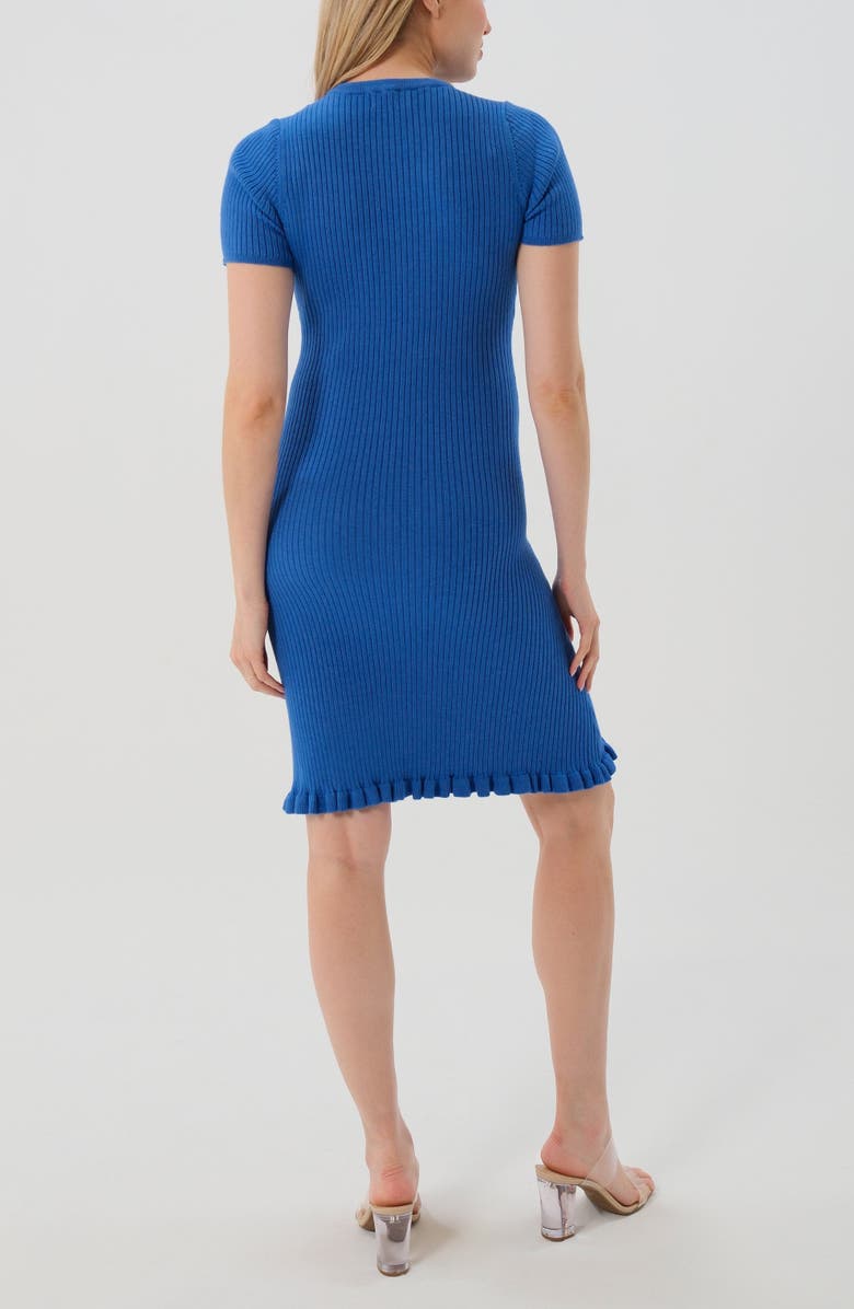Marion Women's Short Sleeve Knit Maternity Knee Length Sweater Dress with Hem Detail, Alternate, color, Blue