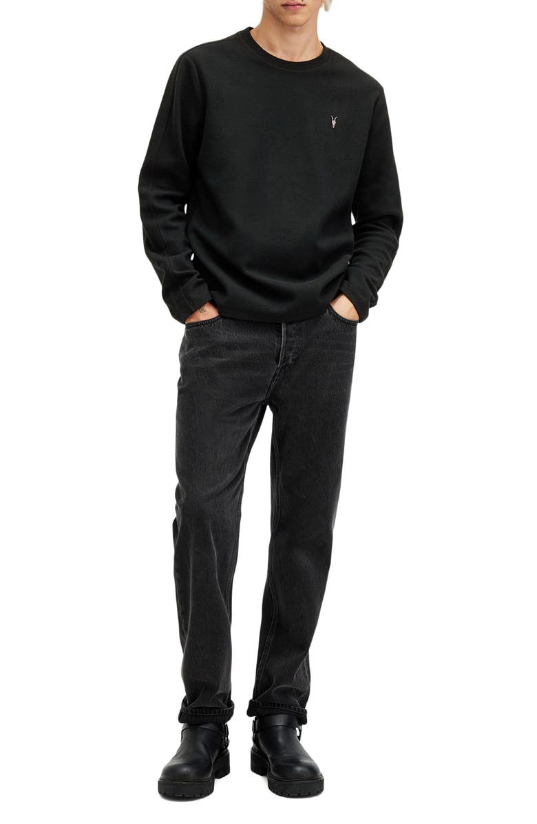 AllSaints Rowe Long Sleeve Waffle Knit T-Shirt, Alternate, color, Jet Black