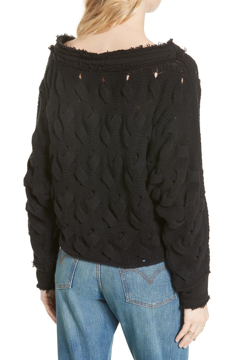 Desert Sands Cable Pullover, Alternate, color, BLACK