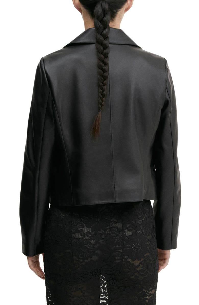 MANGO Leather Moto Jacket, Alternate, color, 
